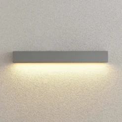 Aplique LED para exterior Lucande Lengo, 50 cm, plateada, hacia abajo, 3000 K