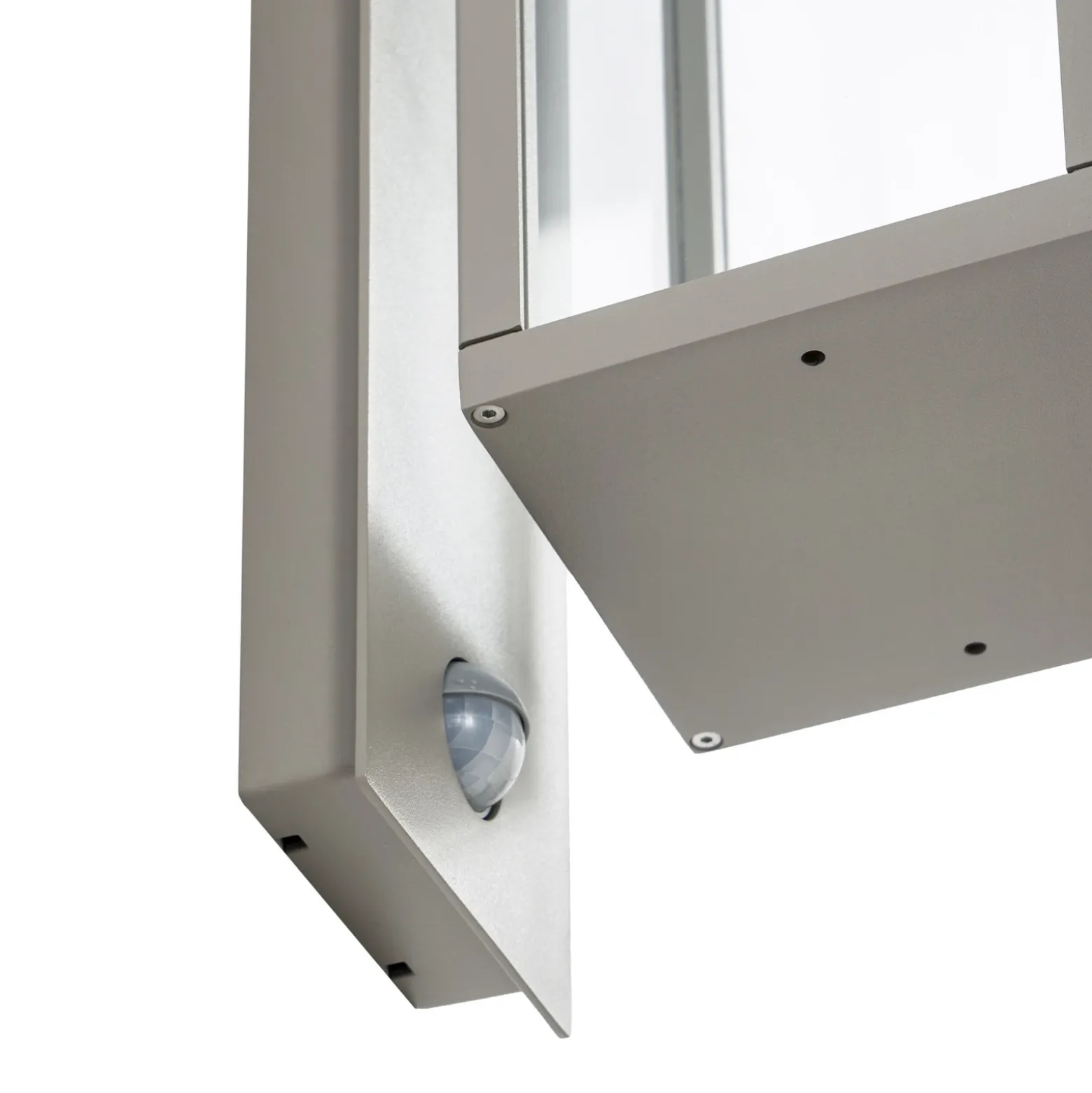 Aplique LED para exterior Lucande Ferdinand, gris piedra, con sensor