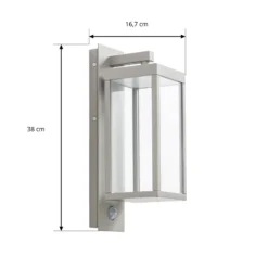 Aplique LED para exterior Lucande Ferdinand, gris piedra, con sensor