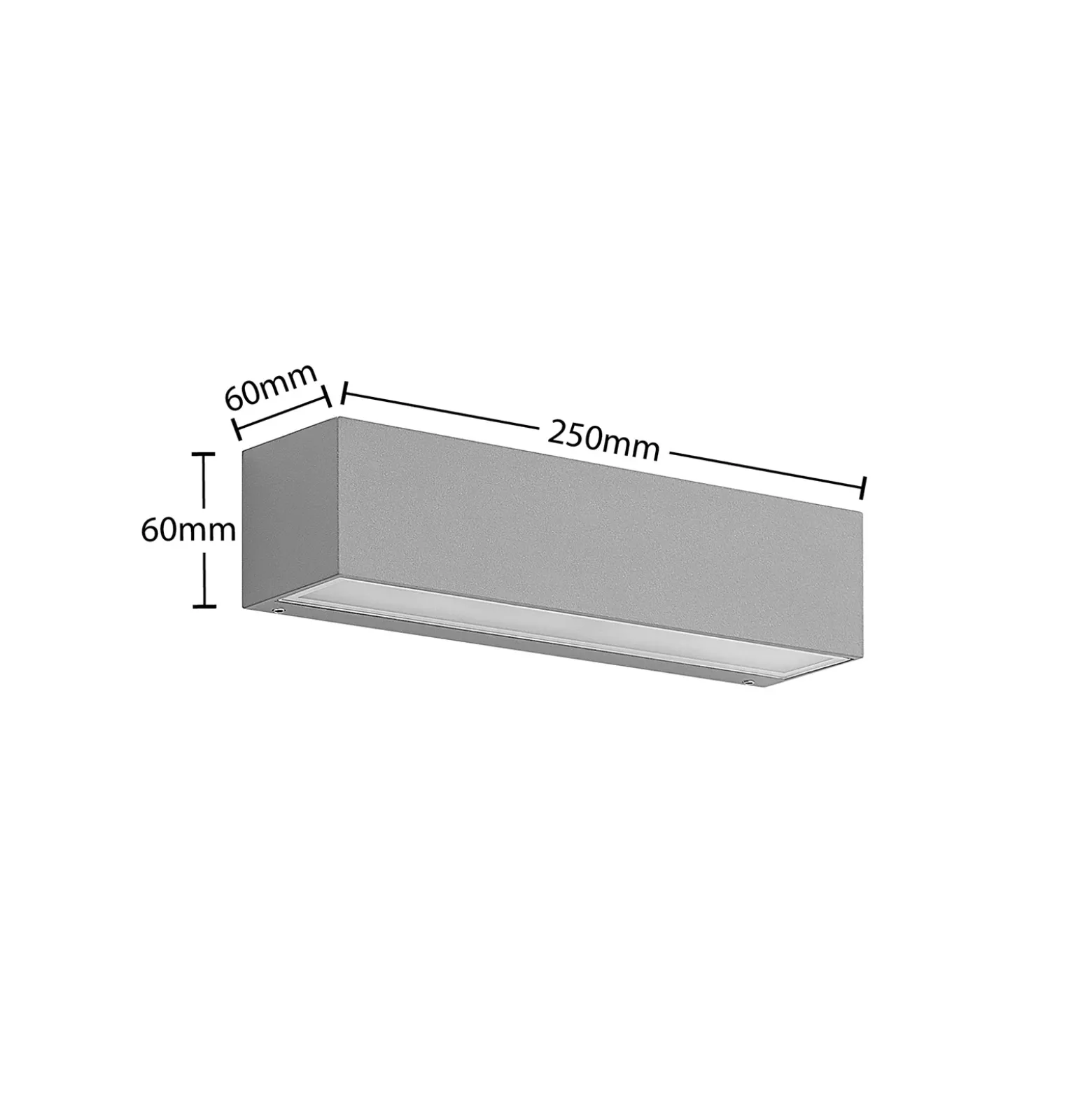Aplique LED para exterior Lucande Lengo, 25 cm, plateada, luz hacia arriba y