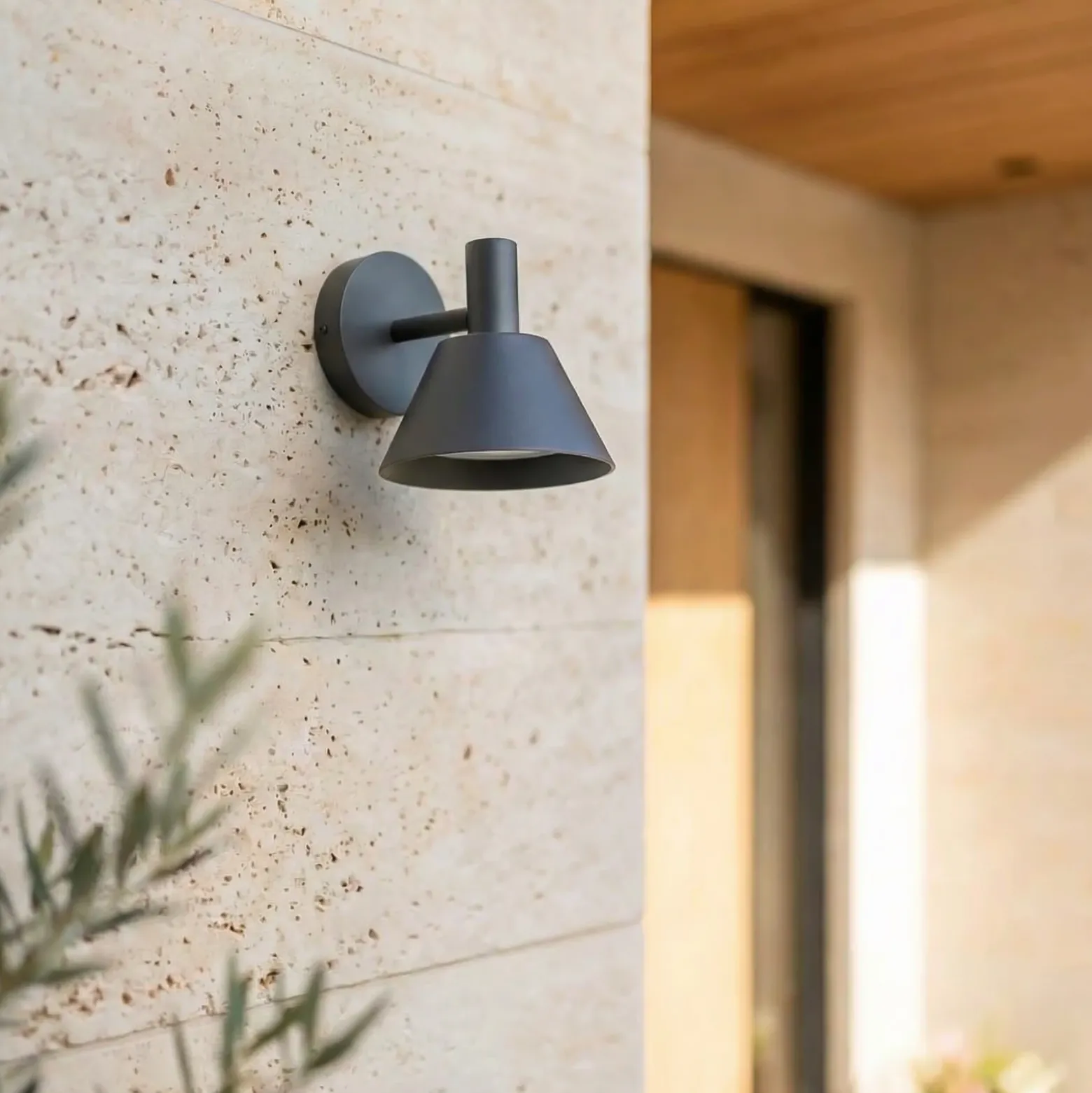 Aplique LED para exterior Lucande Tabena, negro mate, IP44, CCT