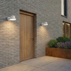 Aplique LED para exterior Lucande Moena, gris claro, metal, IP44
