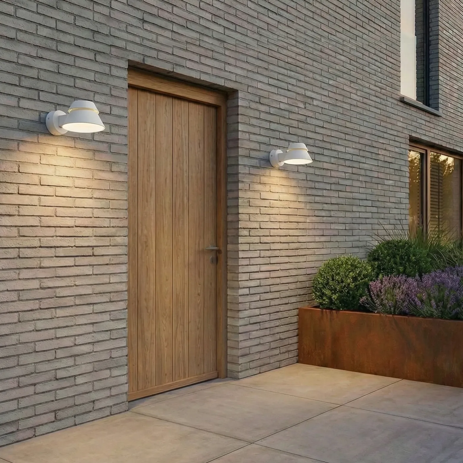 Aplique LED para exterior Lucande Moena, gris claro, metal, IP44