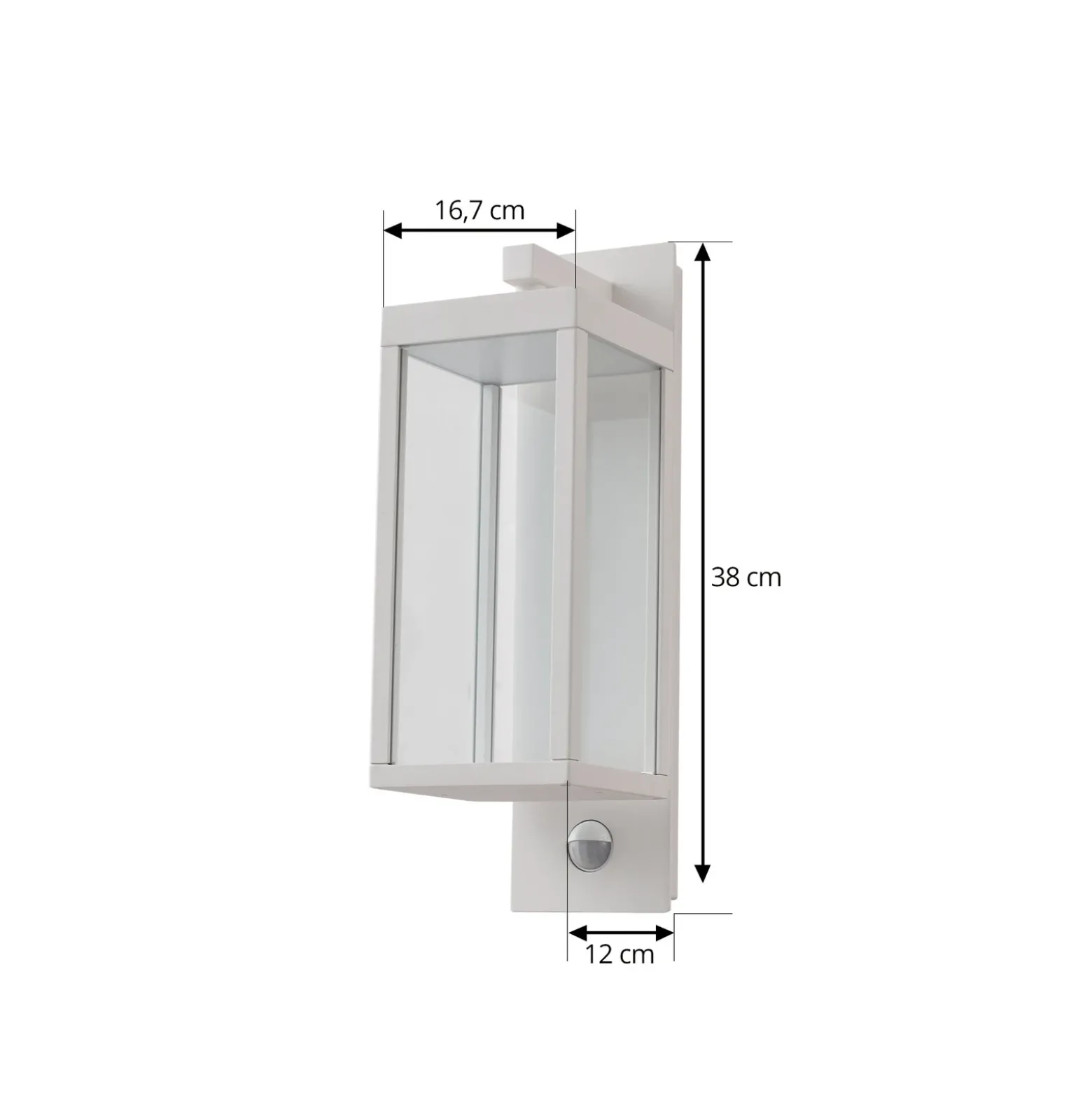 Aplique LED para exterior Lucande «Ferdinand», blanca, con sensor, 38 cm
