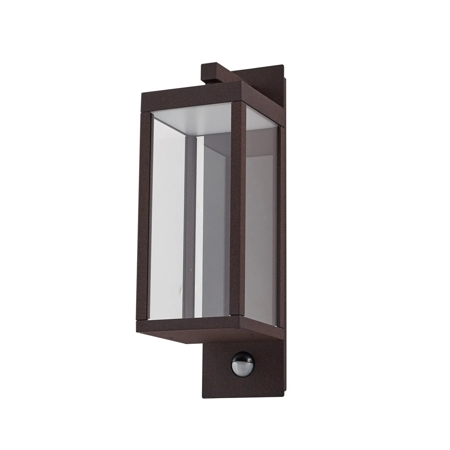 Aplique LED para exterior Lucande «Ferdinand», color óxido, con sensor, IP54