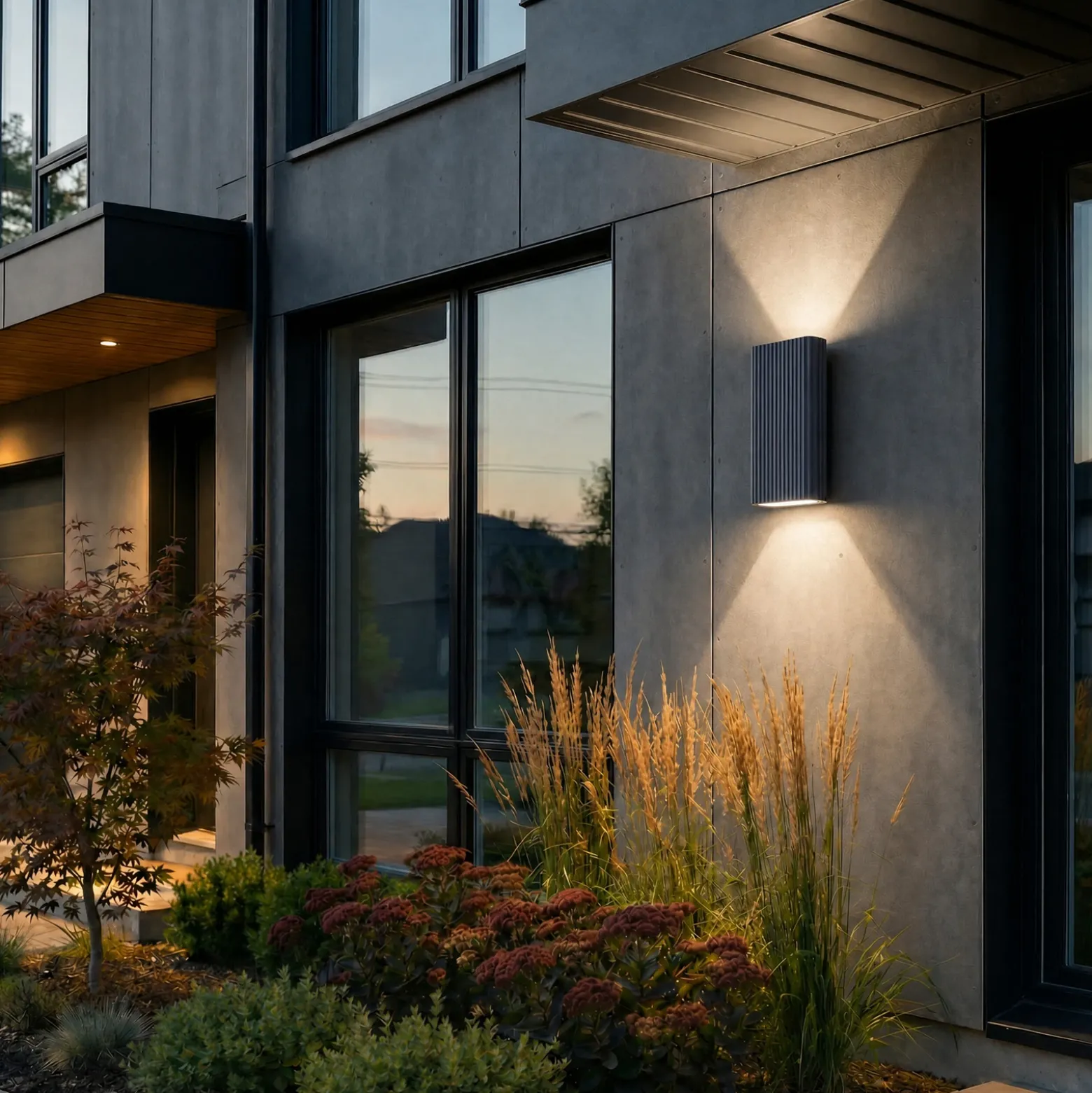 Aplique LED para exterior Lucande Raija, color antracita, altura 40 cm, CCT