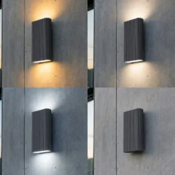 Aplique LED para exterior Lucande Raija, color antracita, altura 40 cm, CCT