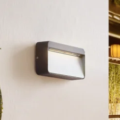 Aplique LED para exterior Lucande Tiburia, negro, aluminio