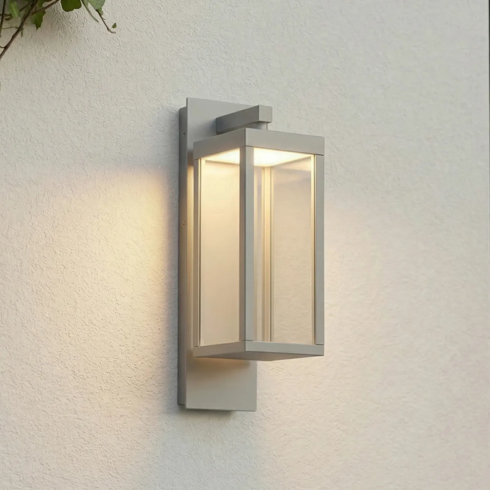 Aplique LED para exterior Lucande Ferdinand, gris piedra, IP54