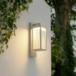 Aplique LED para exterior Lucande Ferdinand, gris piedra, IP54