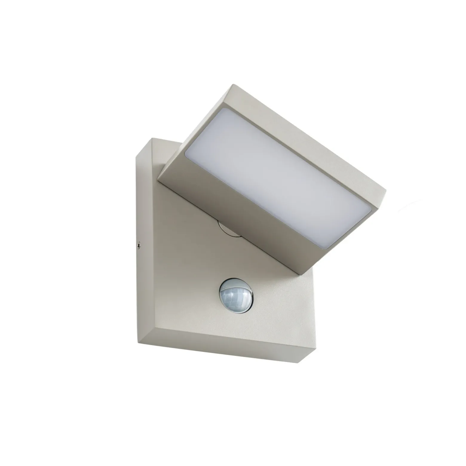 Aplique LED para exterior Lucande Silvan, gris piedra, con sensor, IP54