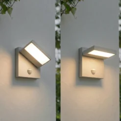 Aplique LED para exterior Lucande Silvan, gris piedra, con sensor, IP54