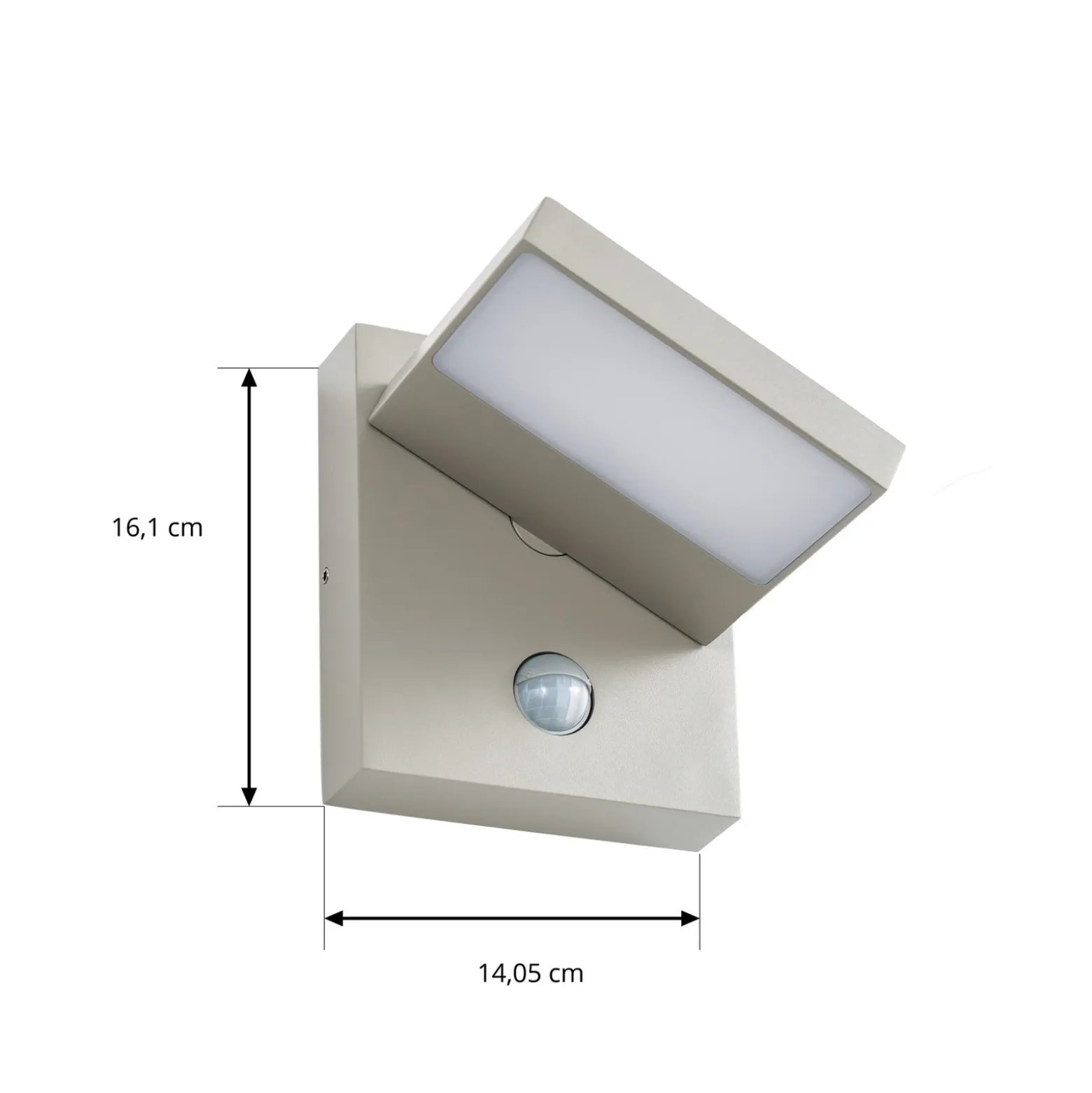 Aplique LED para exterior Lucande Silvan, gris piedra, con sensor, IP54