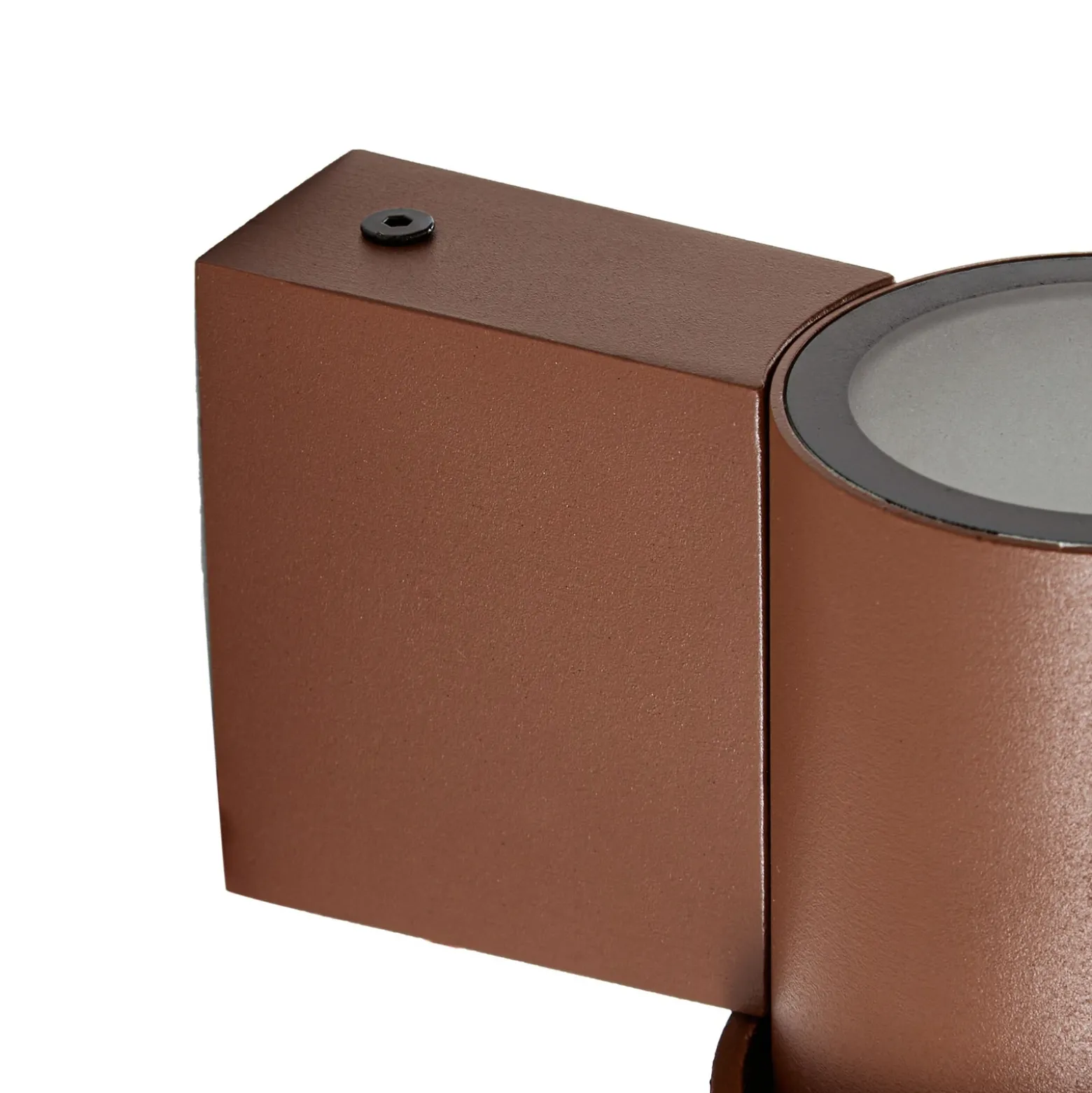 Aplique LED para exterior Lucande Elune, marrón, IP44, luz hacia arriba/hacia