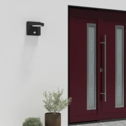 Aplique LED para exterior Lucande Belna, metal, sensor, IP54