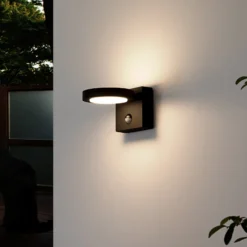 Aplique LED para exterior Lucande Belna, metal, sensor, IP54