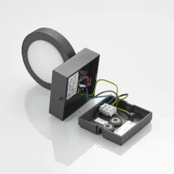 Aplique LED para exterior Lucande Belna, metal, sensor, IP54