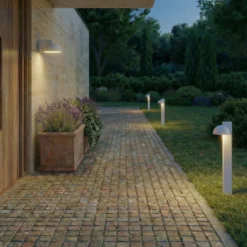 Aplique LED para exterior Lucande Velira, gris claro, metal, IP54