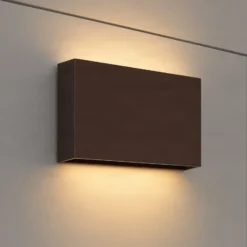 Aplique LED para exterior Lucande Jarte, 20 cm, marrón, IP65