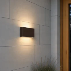 Aplique LED para exterior Lucande Jarte, 20 cm, marrón, IP65