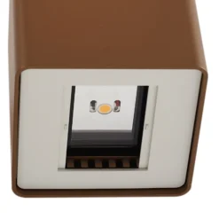 Aplique LED para exterior Lucande «Aaron», marrón, IP54, luz hacia arriba/hacia