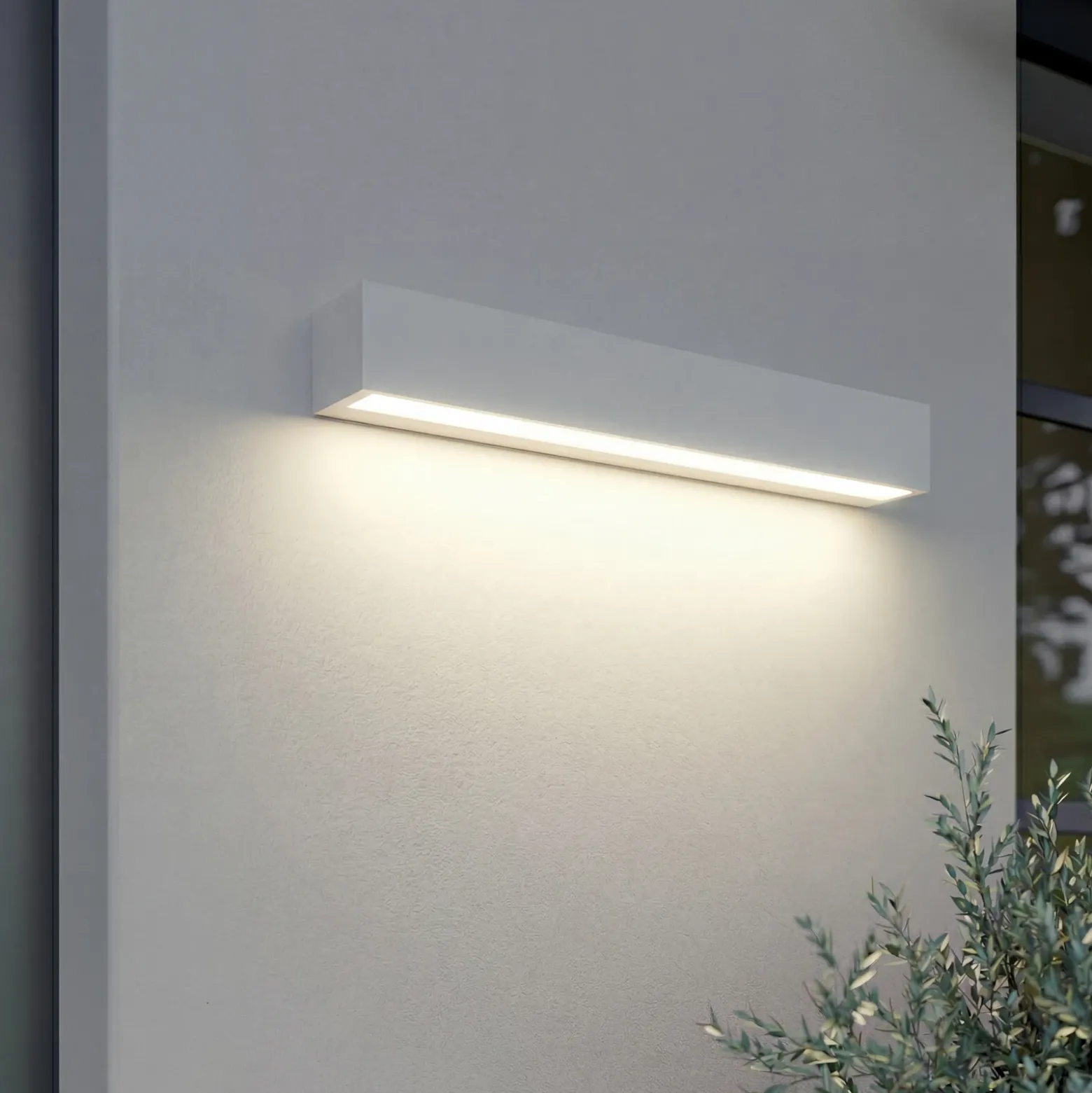 Aplique LED para exterior Lucande Lengo, 50 cm, blanca, luz hacia abajo, 3000 K