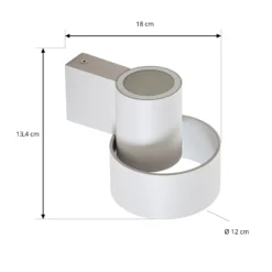 Aplique LED para exterior Lucande Elune, gris claro, IP44, luz hacia