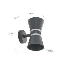 Aplique LED para exterior Lucande Meravi, color antracita, 2 luces, IP44
