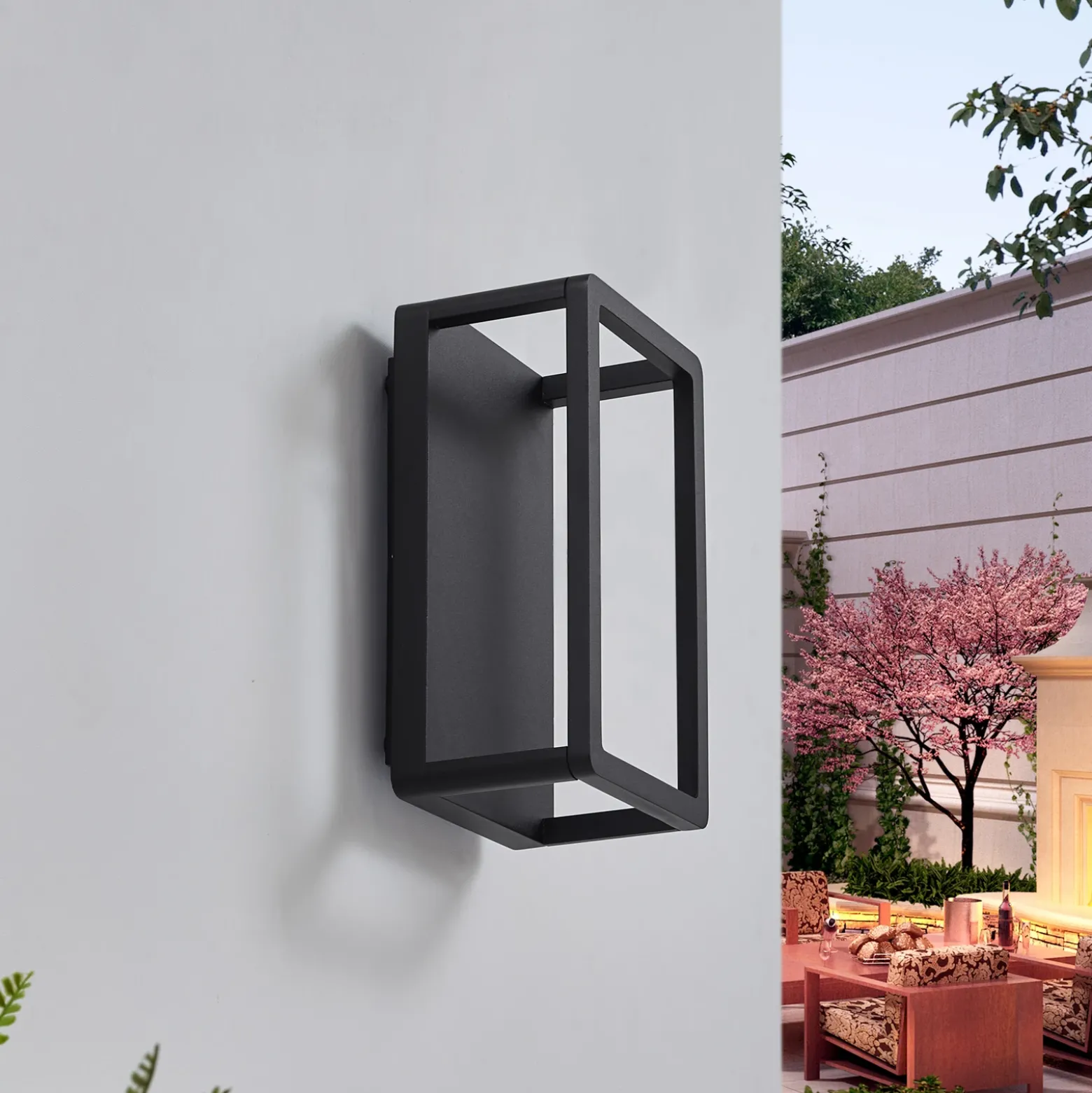 Aplique LED para exterior Lucande Thorvid, altura 26 cm, negro