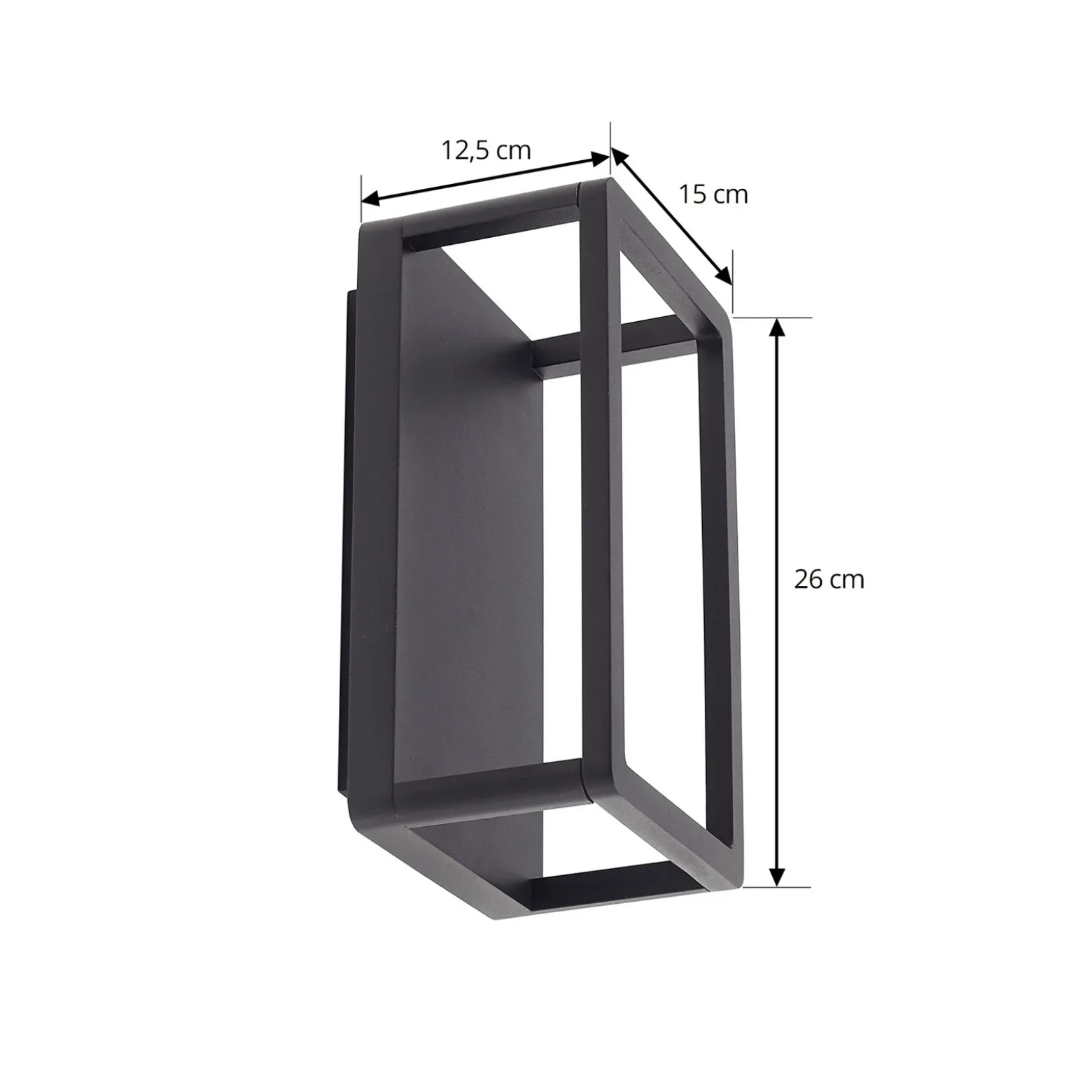 Aplique LED para exterior Lucande Thorvid, altura 26 cm, negro