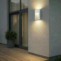 Aplique LED para exterior Lucande Kaholo, gris claro, CCT, IP44