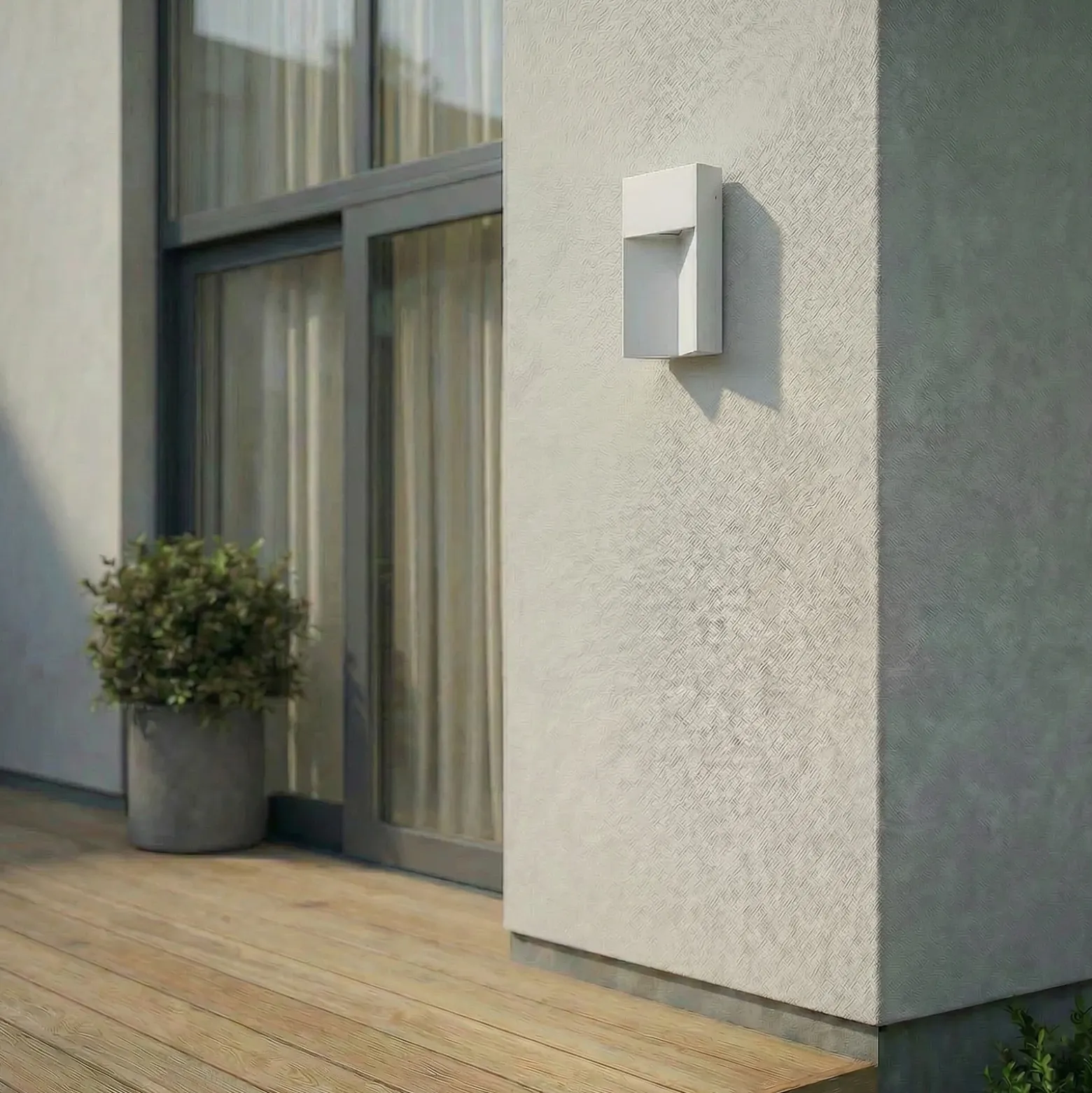 Aplique LED para exterior Lucande Kaholo, gris claro, CCT, IP44