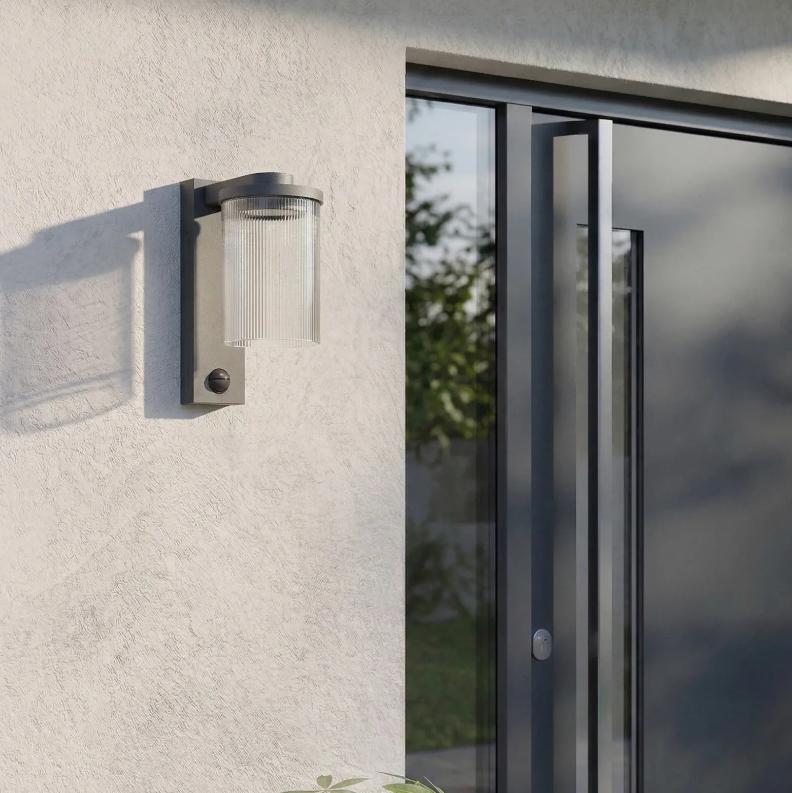 Aplique LED para exterior Lucande Beelia Sensor antracita estriada
