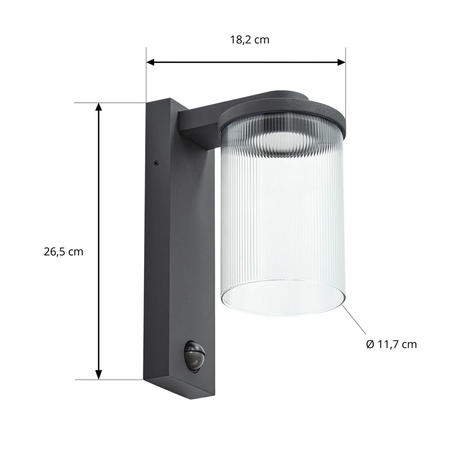Aplique LED para exterior Lucande Beelia Sensor antracita estriada