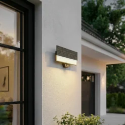 Aplique LED para exterior Lucande Melira, sensor, antracita, IP65