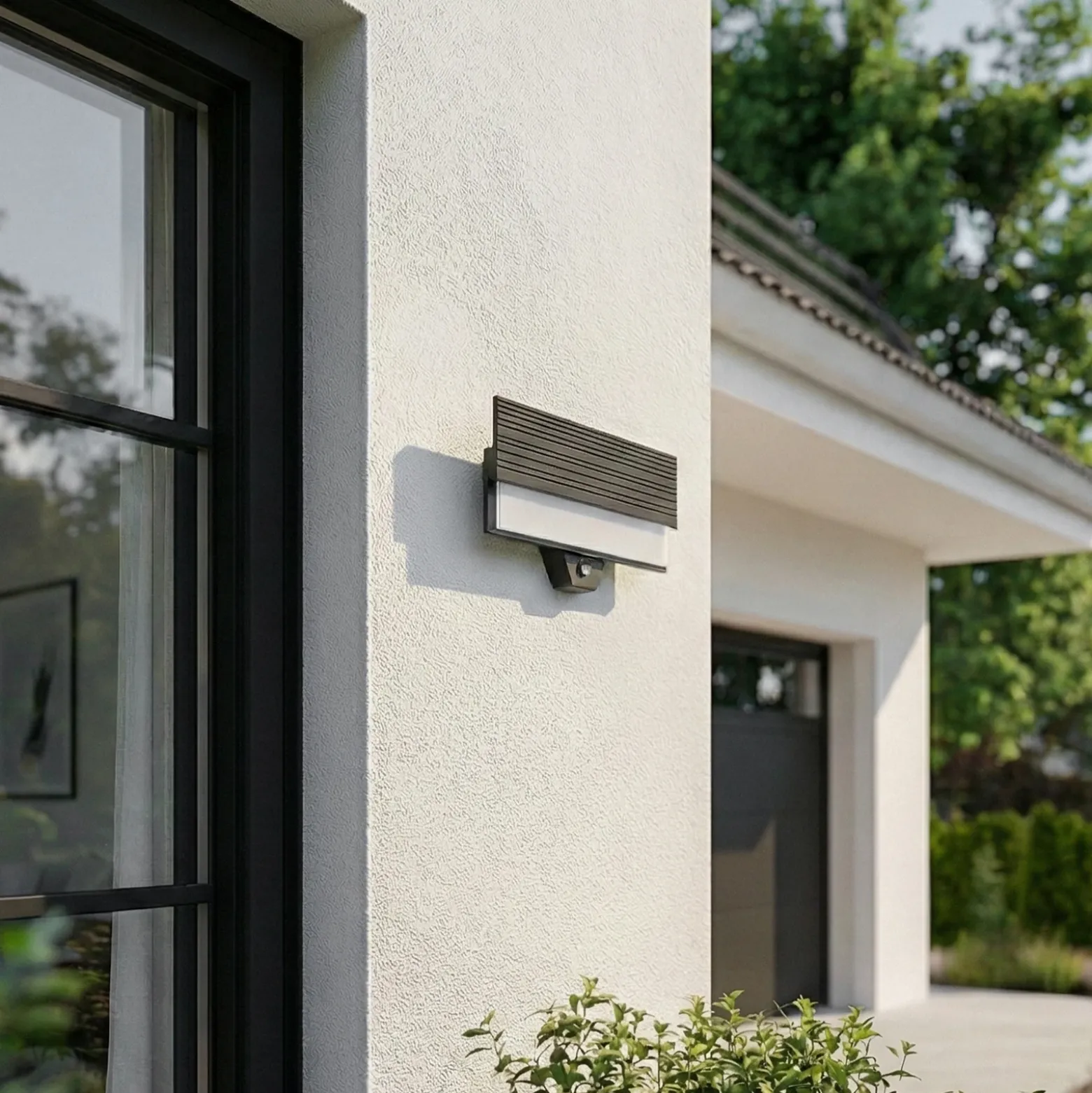 Aplique LED para exterior Lucande Melira, sensor, antracita, IP65