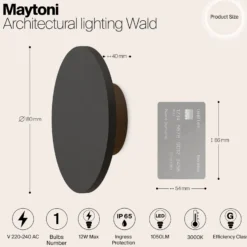 Aplique LED para exterior Maytoni Wald, 3000K, grafito