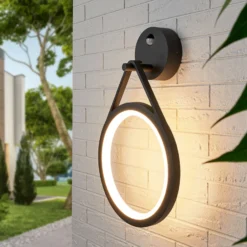 Aplique LED para exterior Mirco con sensor, anillo