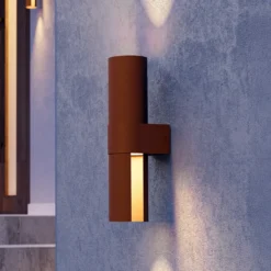 Aplique LED para exterior Montelauro, color óxido, altura 32 cm, metal