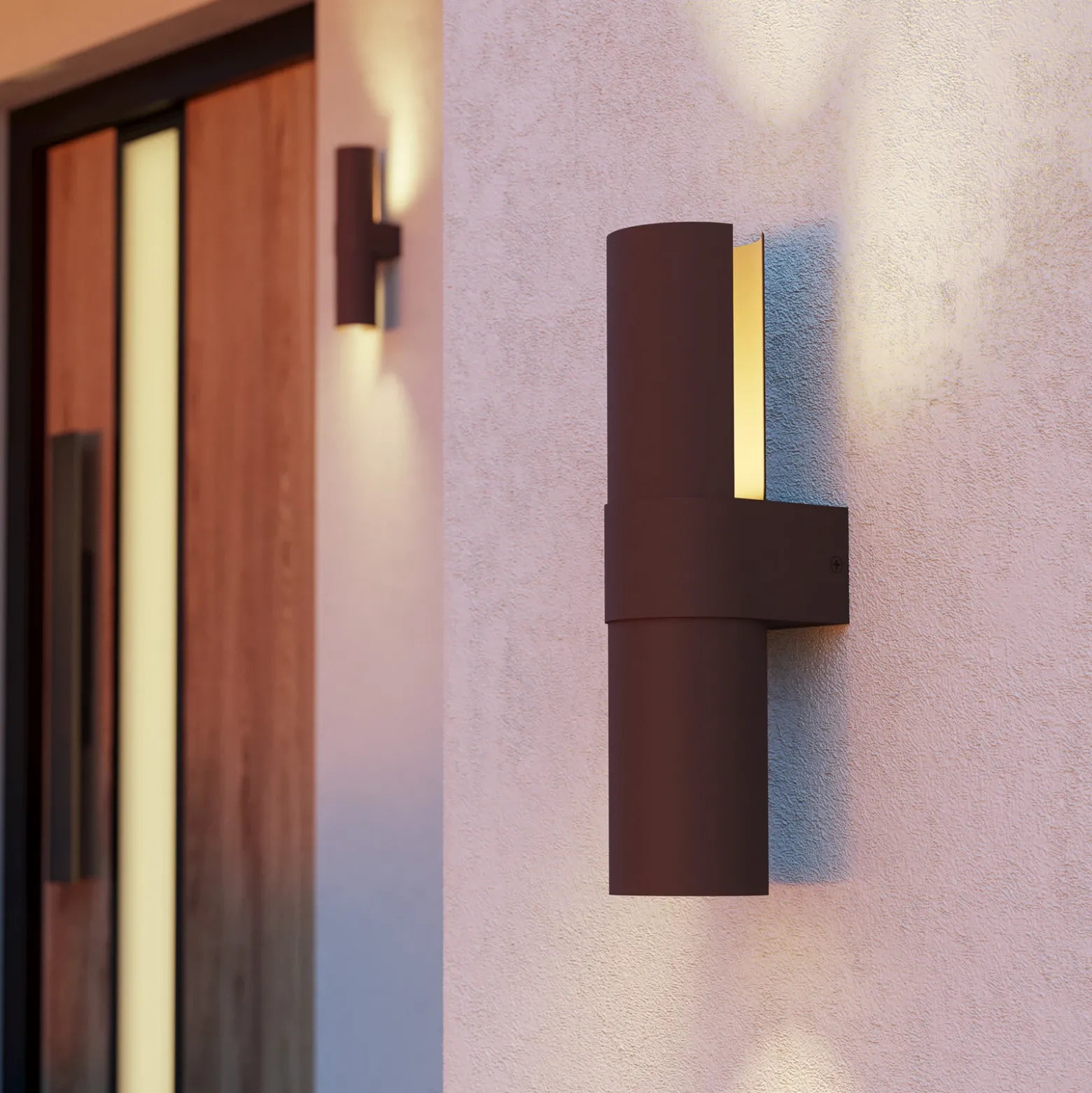 Aplique LED para exterior Montelauro, color óxido, altura 32 cm, metal