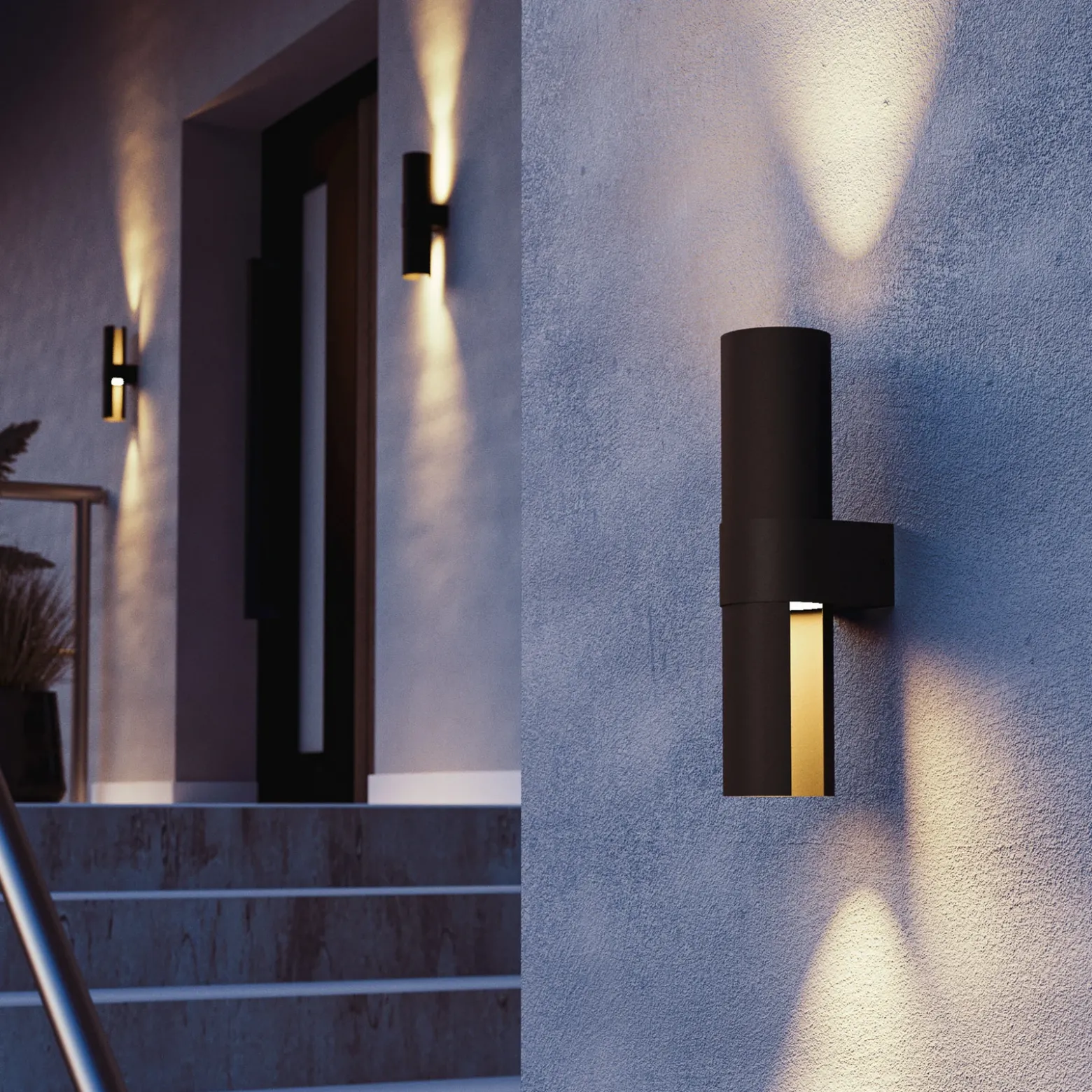 Aplique LED para exterior Montelauro, negro, altura 32 cm, metal