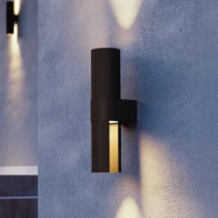 Aplique LED para exterior Montelauro, negro, altura 32 cm, metal