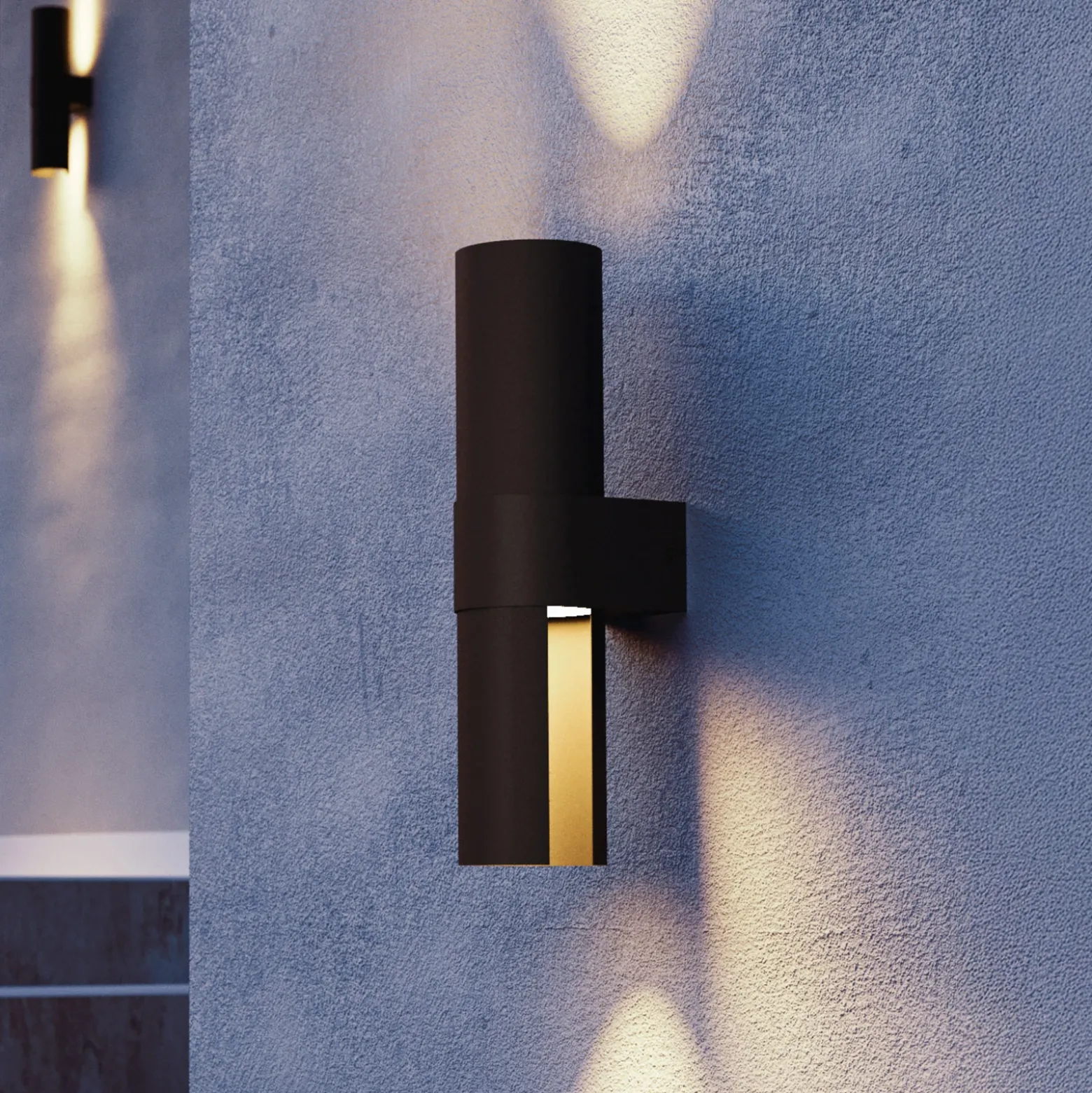 Aplique LED para exterior Montelauro, negro, altura 32 cm, metal