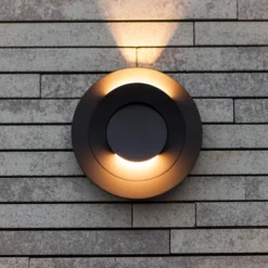 Aplique LED para exterior MOOV, gris oscuro, Ø 21 cm, metal, IP54
