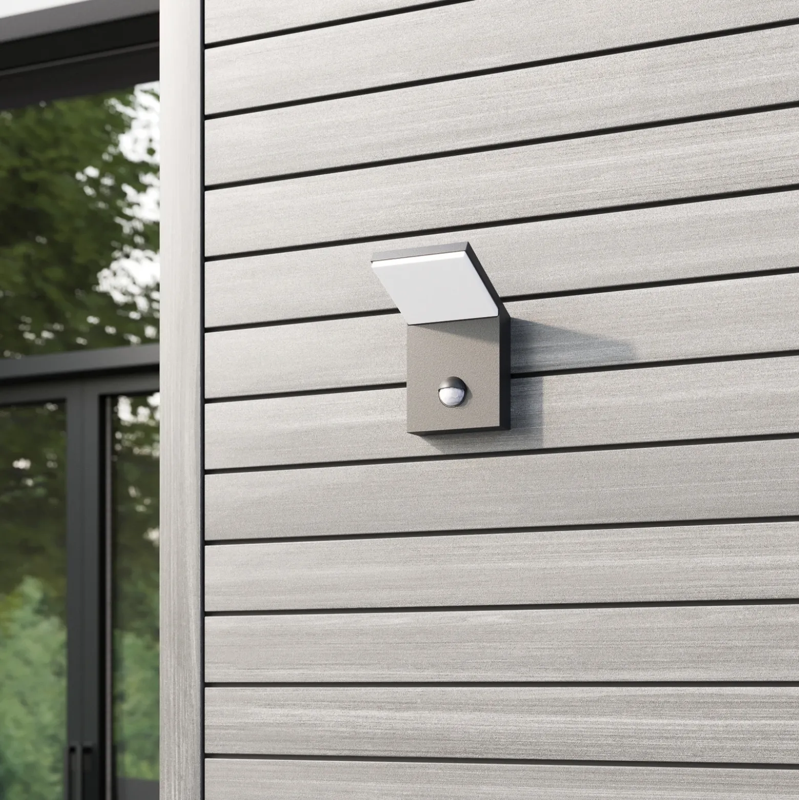 Aplique LED para exterior Nevio, metal, antracita, sensor
