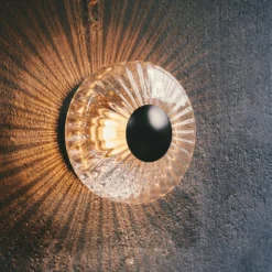 Aplique LED para exterior New Wave Optic, cristal, Ø 26 cm, IP65