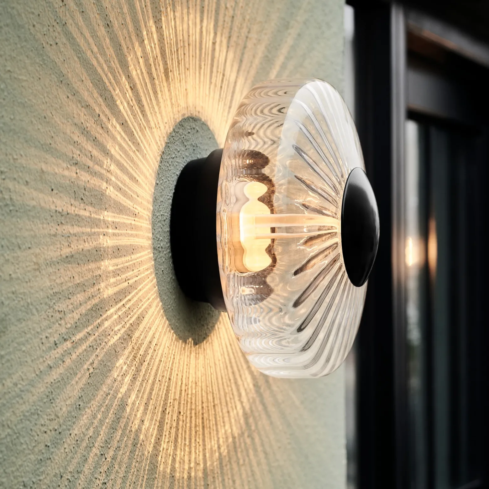 Aplique LED para exterior New Wave Optic, cristal, Ø 26 cm, IP65
