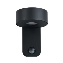 Aplique LED para exterior Palosco, negro, altura 17 cm, metal, con sensor