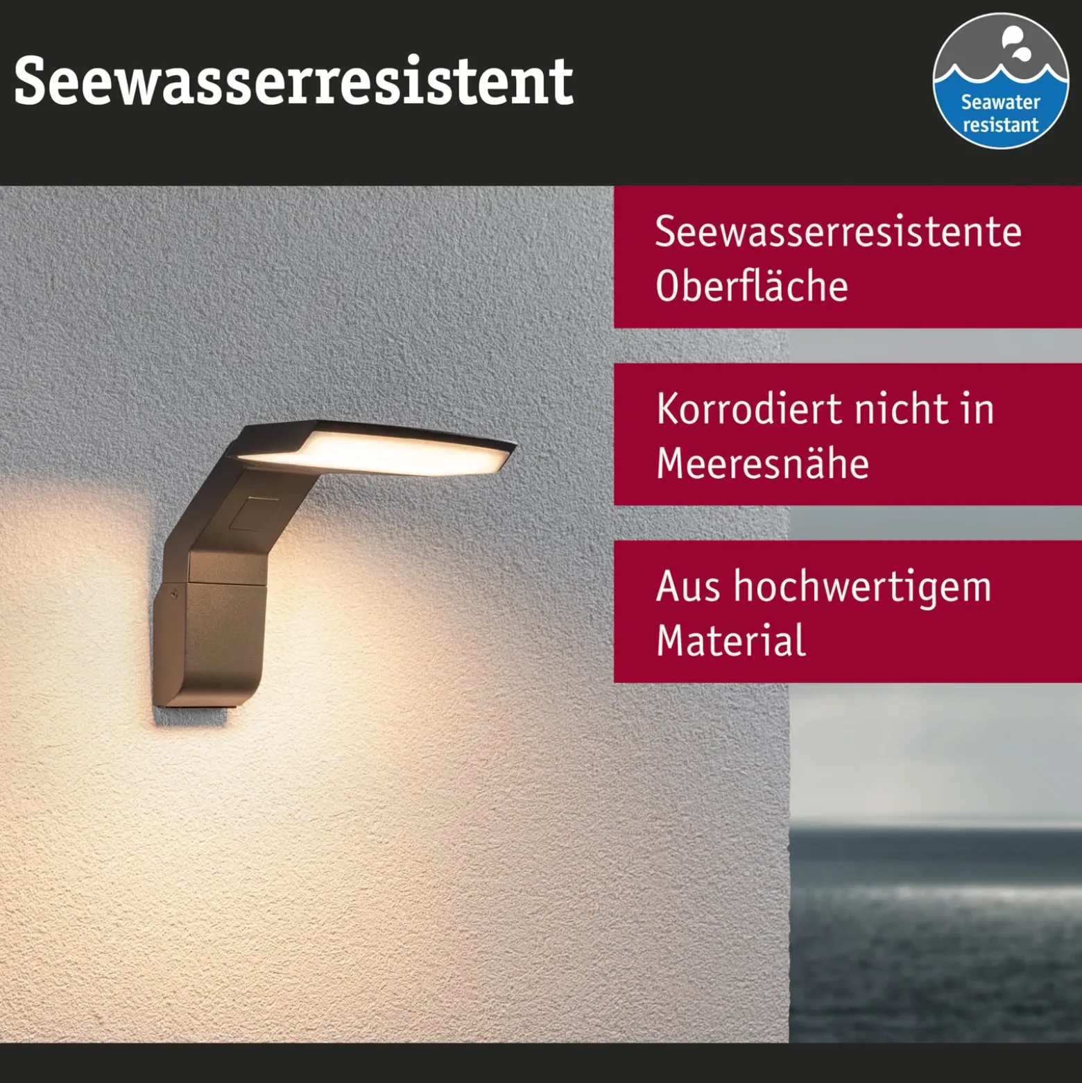 Aplique LED para exterior Paulmann Zenera, 3000 K, antracita IP44