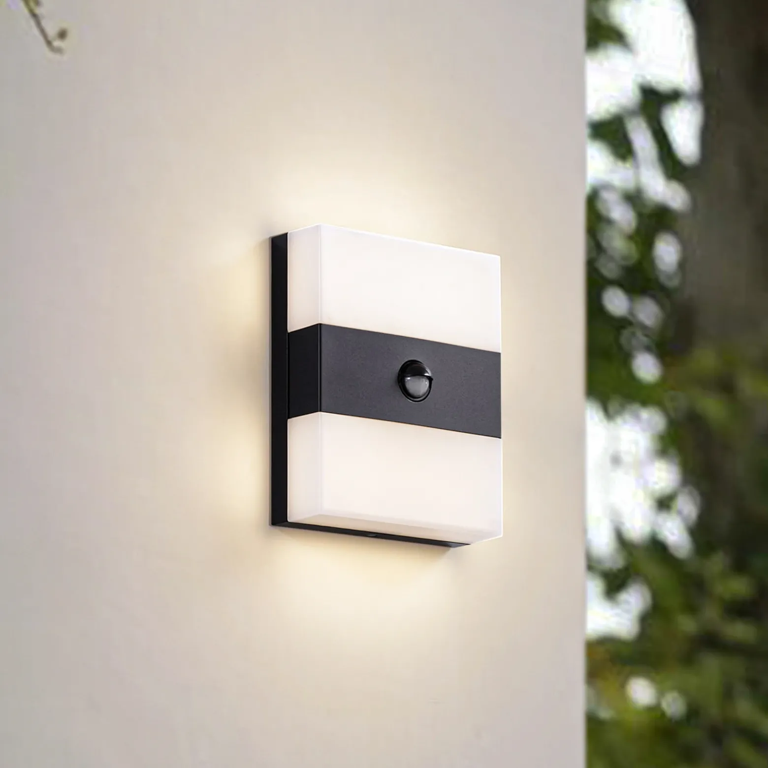 Aplique LED para exterior PRIOS Teekon, antracita, sensor, IP44